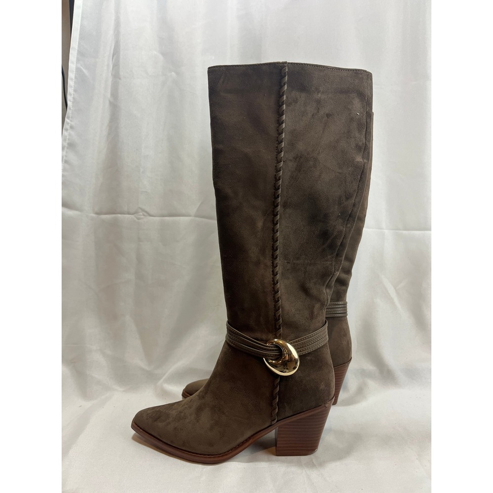 Universal Thread Womens Tall Brown Faux Suede Pointed Toe Block Heel Boots 8.5
